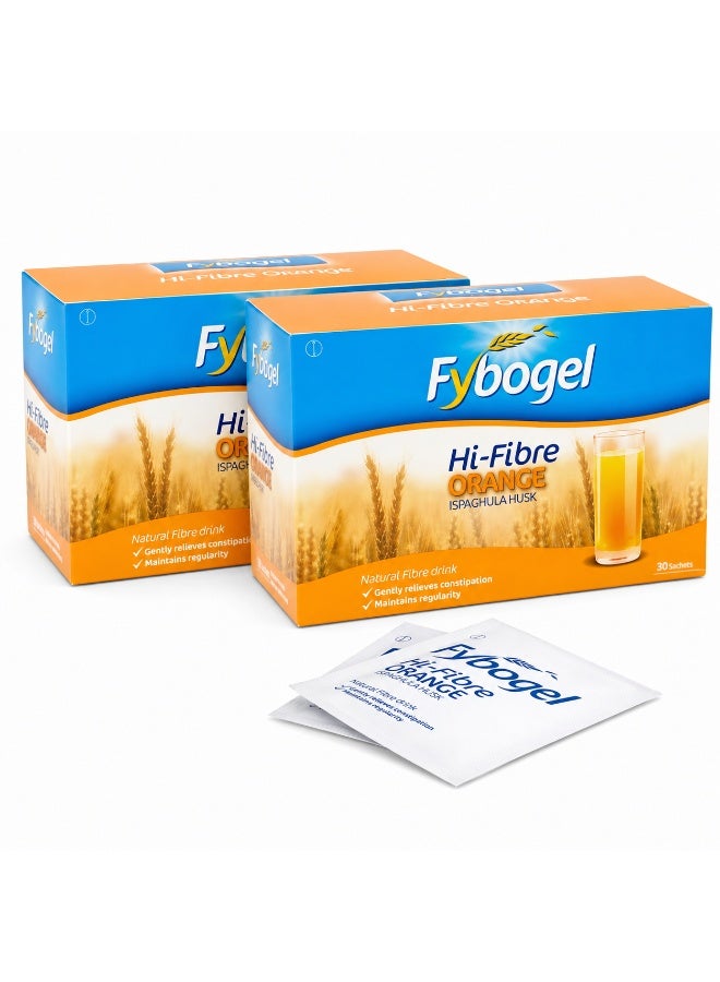 Orange Ispaghula Husk Natural Fibre Drink - 60 Sachets 2PCS
