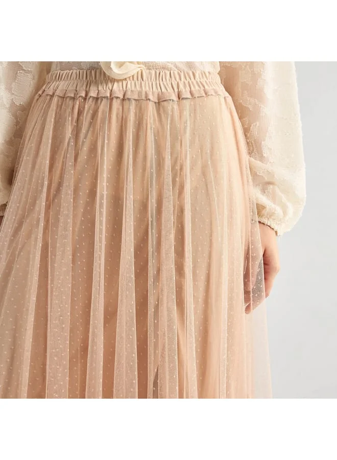 Splash FAV Textured Asymmetric Skirt with Ruffle Detail