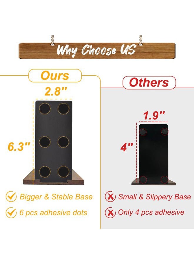 VIVTOB Book Ends, Large Sturdy Wooden Bookends for Shelves - Heavy Duty Non-Slip Book Organizers (Black Walnut, Large-1 Pair) - Image 2