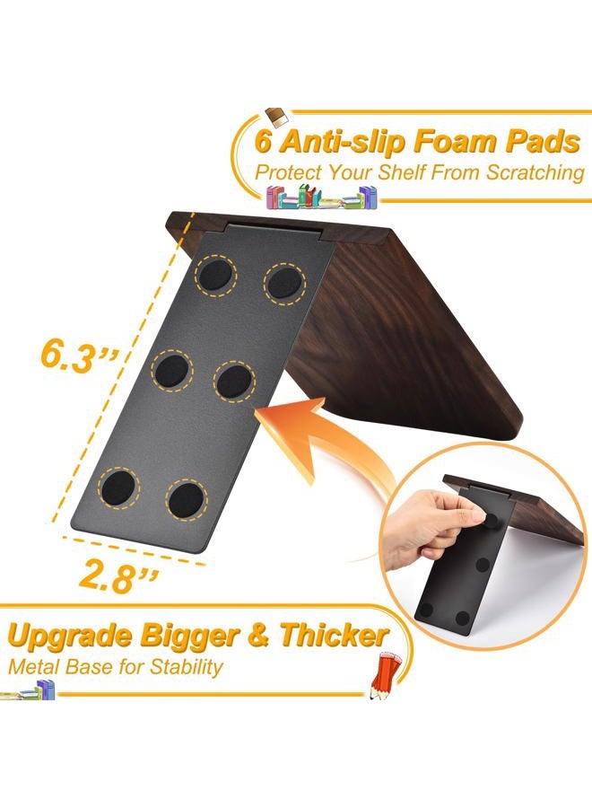VIVTOB Book Ends, Large Sturdy Wooden Bookends for Shelves - Heavy Duty Non-Slip Book Organizers (Black Walnut, Large-1 Pair) - Image 4