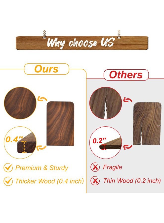 VIVTOB Book Ends, Large Sturdy Wooden Bookends for Shelves - Heavy Duty Non-Slip Book Organizers (Black Walnut, Large-1 Pair) - Image 3