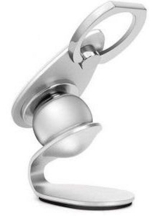 حامل هاتف خلوي مغناطيسي عالمي للسيارة مع حامل حلقي فضي - Image 2