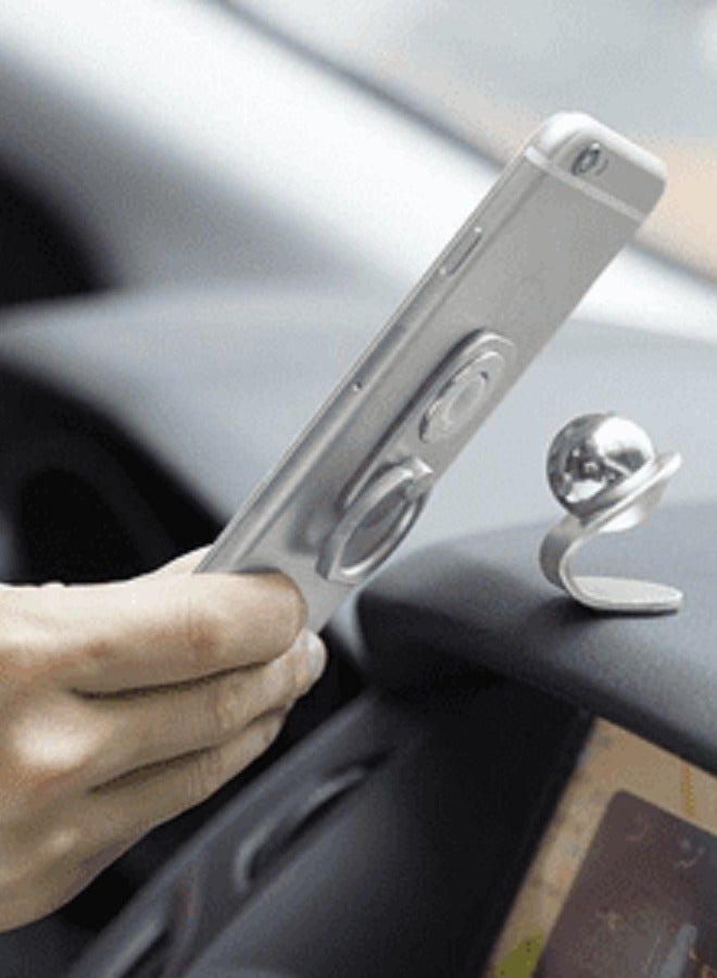 حامل هاتف خلوي مغناطيسي عالمي للسيارة مع حامل حلقي فضي - Image 3