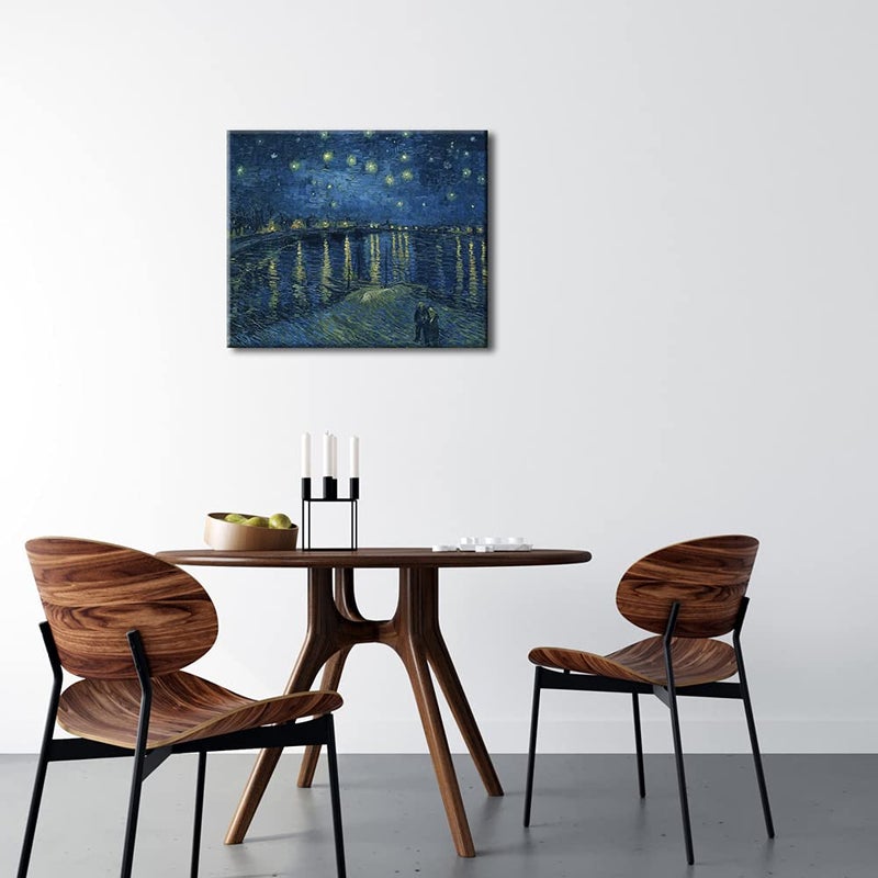 Wieco Art Starry Night Over the Rhone by Van Gogh Classic Oil Paintings Reproduction Modern Seascape Giclee Canvas Prints Artwork on Canvas Wall Art Ready to Hang for Living Room Home Decorations - Image 2