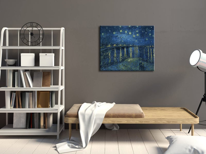 Wieco Art Starry Night Over the Rhone by Van Gogh Classic Oil Paintings Reproduction Modern Seascape Giclee Canvas Prints Artwork on Canvas Wall Art Ready to Hang for Living Room Home Decorations - Image 5