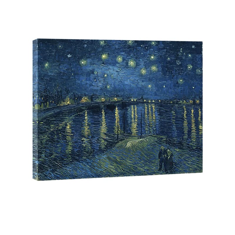 Wieco Art Starry Night Over the Rhone by Van Gogh Classic Oil Paintings Reproduction Modern Seascape Giclee Canvas Prints Artwork on Canvas Wall Art Ready to Hang for Living Room Home Decorations - Image 1