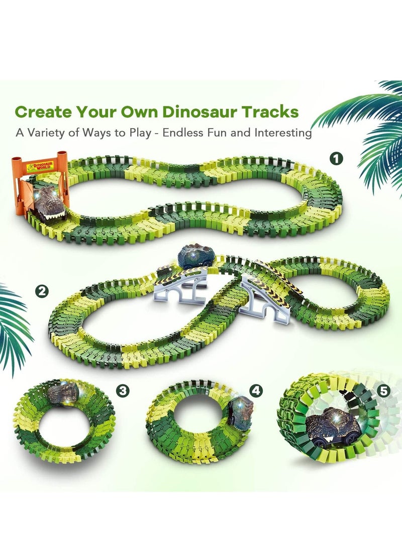 MIXDE Toys Create A Dinosaur World Road Race Flexible Track Playset and 2 pcs Cool Dinosaur car for 3+Year & Up Old boy Girls Best Gift - Image 2