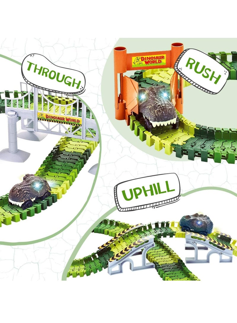 MIXDE Toys Create A Dinosaur World Road Race Flexible Track Playset and 2 pcs Cool Dinosaur car for 3+Year & Up Old boy Girls Best Gift - Image 3