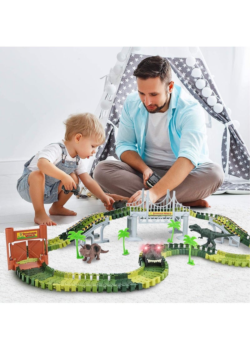 MIXDE Toys Create A Dinosaur World Road Race Flexible Track Playset and 2 pcs Cool Dinosaur car for 3+Year & Up Old boy Girls Best Gift - Image 4