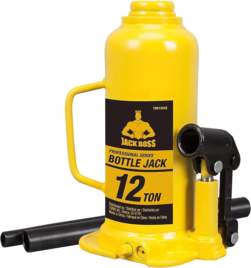 TORIN Hydraulic Welded Bottle Jack 12 Ton,portable Car Jack,24,000 LBs Capacity with pump handle for cas,suv, Yellow, - Image 1