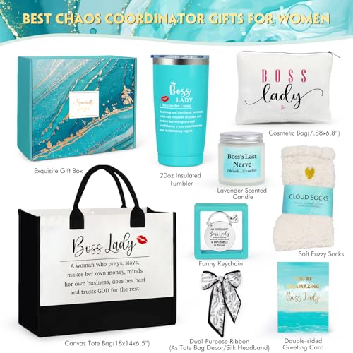 Suhctuptx Boss Lady Gifts for Women, Best Boss Gifts for Women with Canvas Tote Bag, Funny Boss Christmas Gifts for Women, Cool Gifts for Bosses Female, Office Appreciation Gifts for Birthday Boss Day - Image 2