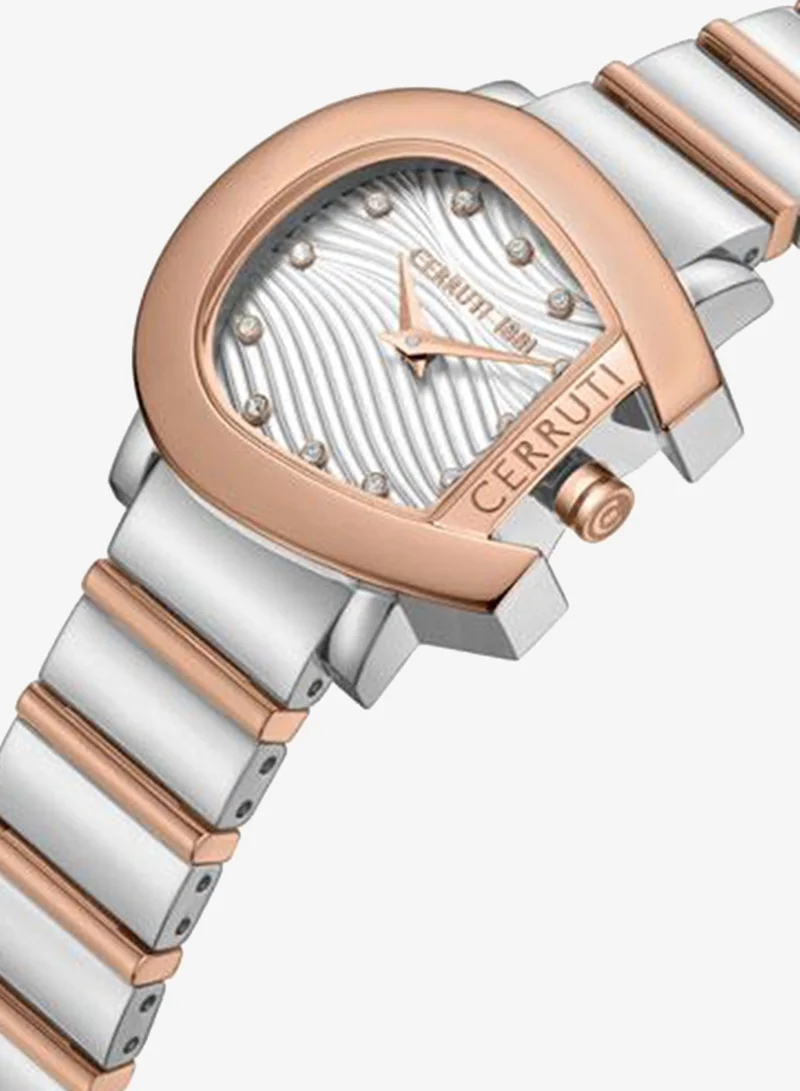 CERRUTI 1881 Silver/Rose Gold Women's Cavallina 29mm Silver White Dial Stainless Steel Bracelet Analog Watch For Women for Women | Best Price UAE