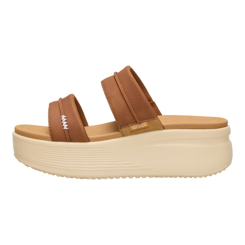 HEYDUDE Womens Austin Slide Classic Platform Sandal, Cognac Size 8 | Lightweight Everyday Slide - Image 1