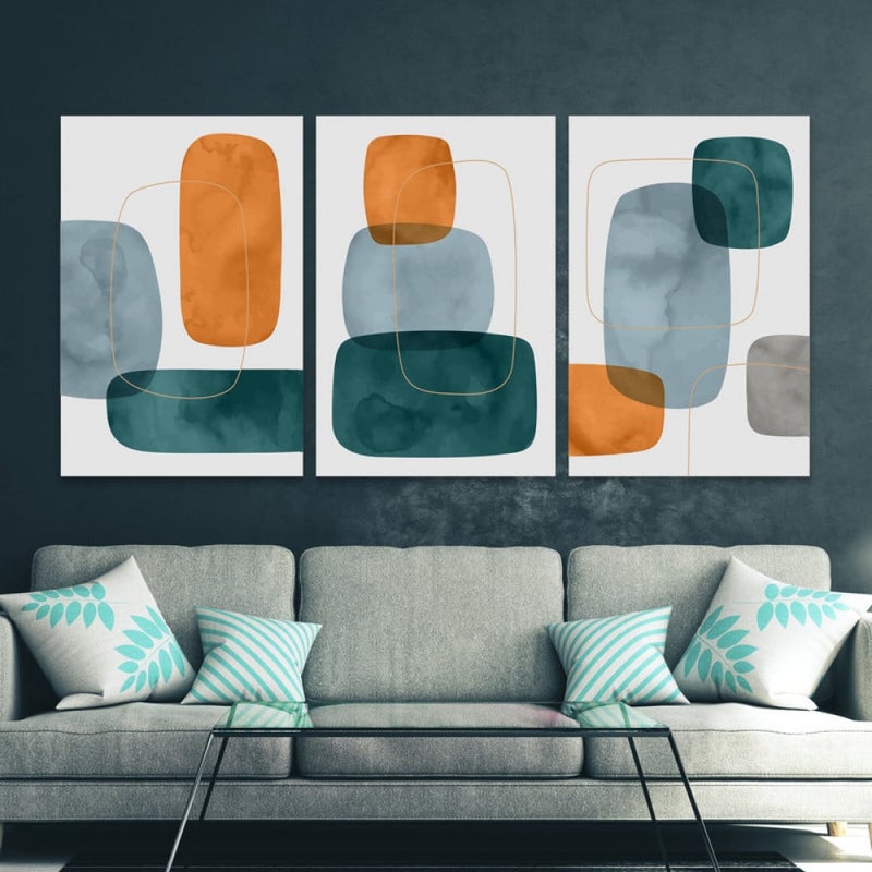 Marktna Three luxurious modern canvas prints with a hollow frame, measuring (90×40), three pieces - Image 1