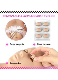 Calailis Lash Mannequin Head, CALAILIS Mannequin Head, Eyelash Extension Mannequin Head, Doll Head for Lash Extensions, Eyelash Mannequin Head with 4 Pairs Removable Eyelids (Skin Colour)  - Image 2
