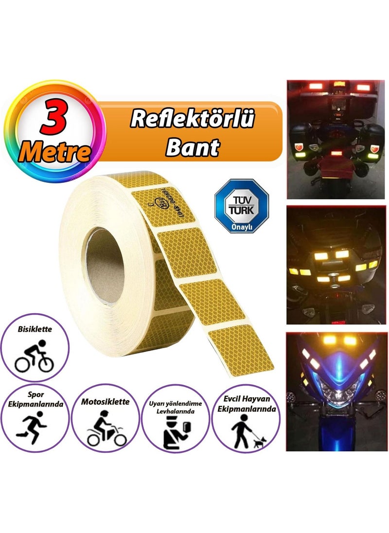 Glaswen 3m Reflective Reflective Phosphorescent Vehicle Auto Truck Strip Tape Tüvtürk Approved Intermittent Yellow Warning Tape  - Image 1