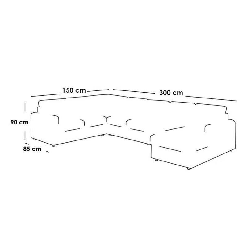 بيتك كنبة زاوية 300×150×95×85 سم - رمادي - Image 2
