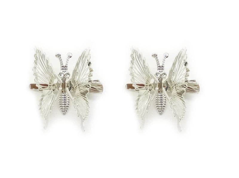 Cafurty 2PCS Silver Butterfly Hair Clips Moving Wings Butterfly Clips Moving Wings Hair Clips  Silver