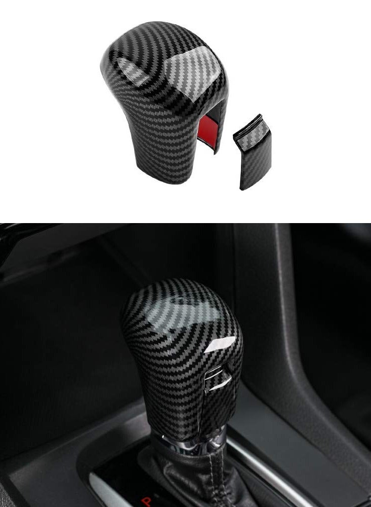 Carbon Shift Knob Cover for Tenth Generation Civic, Carbon Fiber Interior Shifter Sequins, Automatic Transmission Lever Trim, for Honda Car Decorations (for 2021/2020/ 2019/2018/ 2017/2016 Civic) - Image 1