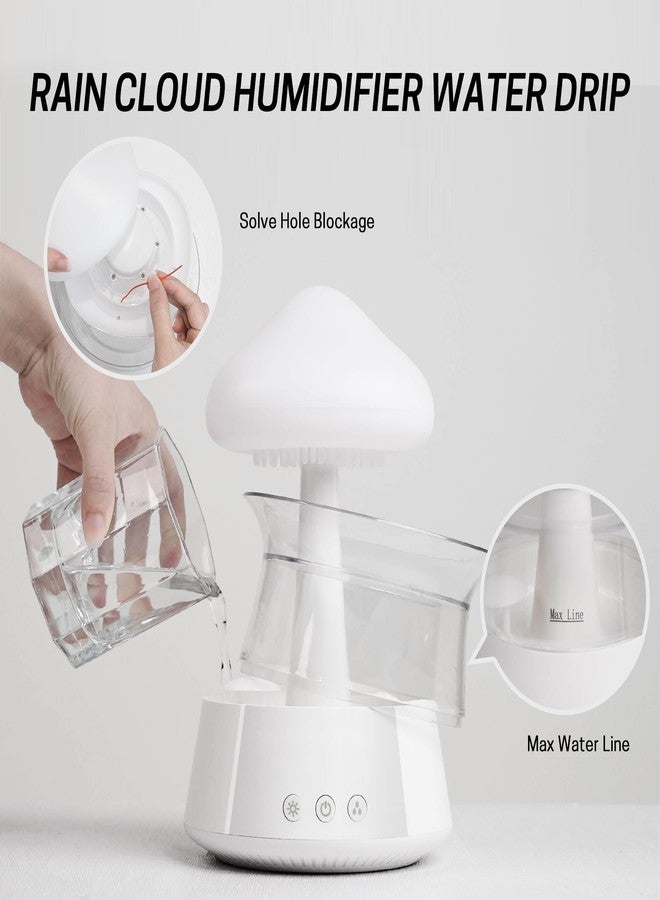 Rican Rain Cloud Humidifier Water Drip - Mushroom Aroma Diffuser, Essential Oil Diffusers, 300ml White Noise Aromatherapy Diffusers with 7 Colors Cloud Lights for Home, Large Room, Office - White - Image 4