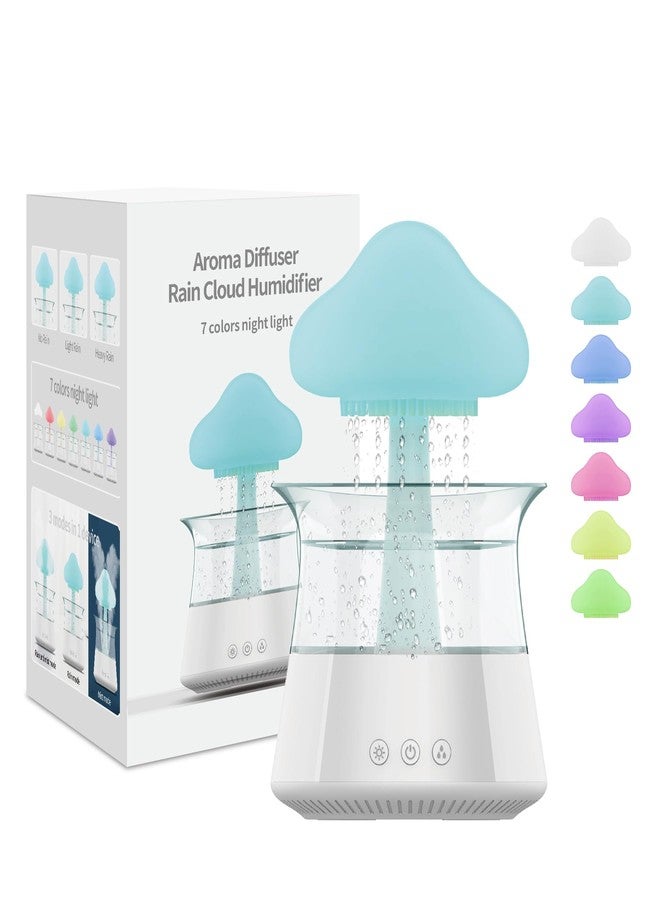 Rican Rain Cloud Humidifier Water Drip - Mushroom Aroma Diffuser, Essential Oil Diffusers, 300ml White Noise Aromatherapy Diffusers with 7 Colors Cloud Lights for Home, Large Room, Office - White - Image 1