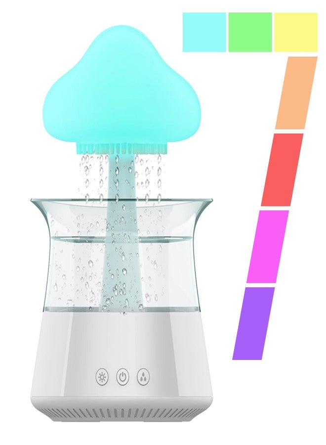 Rican Rain Cloud Humidifier Water Drip - Mushroom Aroma Diffuser, Essential Oil Diffusers, 300ml White Noise Aromatherapy Diffusers with 7 Colors Cloud Lights for Home, Large Room, Office - White - Image 2