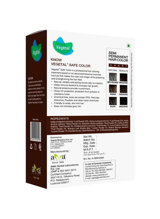 Vegetal Safe Hair Color - Dark Brown 50gm Certified Organic Chemical and Allergy Free Bio Natural Hair Color with No Ammonia Formula for Men and Women - Image 2