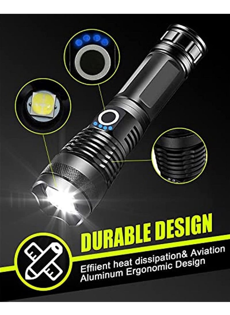 Generic - LED Flashlights High Powered 10000 Lumens Super Bright Tactical Flashlight Rechargeable Flash Light 5 Modes Zoomable Waterproof Flash Lights - Image 1