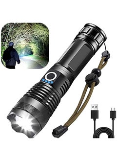 LED Flashlights High Powered 10000 Lumens Super Bright Tactical Flashlight Rechargeable Flash Light 5 Modes Zoomable Waterproof Flash Lights