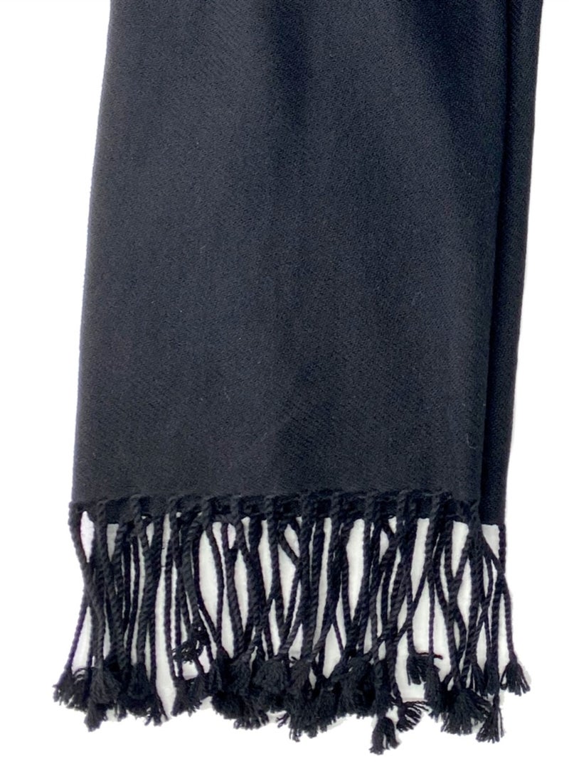 فيتاشيلي وشاح كشمير نسائي كبير الحجم من الباشمينا شالات دافئة كبيرة يلتف بلون شتوي سادة باللون الأسود - Image 3