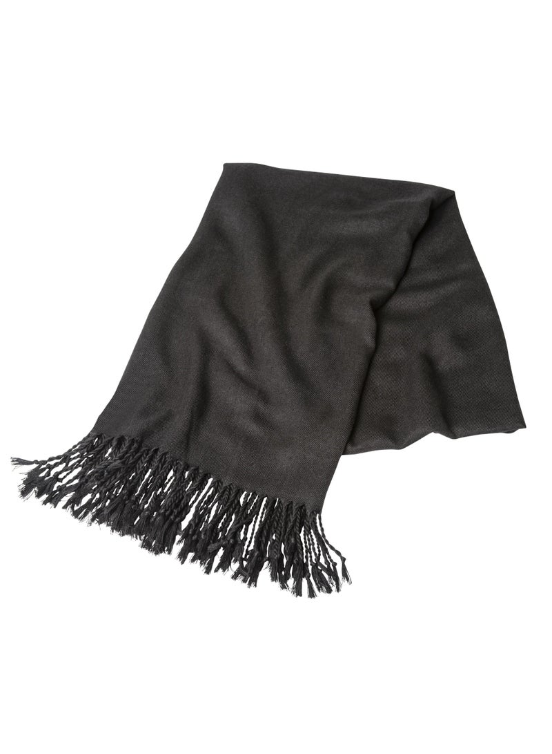فيتاشيلي وشاح كشمير نسائي كبير الحجم من الباشمينا شالات دافئة كبيرة يلتف بلون شتوي سادة باللون الأسود - Image 4