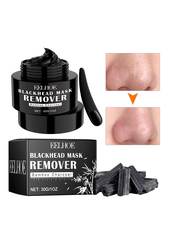 EELHOE - Blackhead Remover Mask Peel Off Face Mask Bamboo Charcoal Peel Off Black Mask Deep Cleansing Facial Mask Facial Purifying and Clean Blackhead Face Nose for All Skin Types Charcoal Mask 30g - Image 1