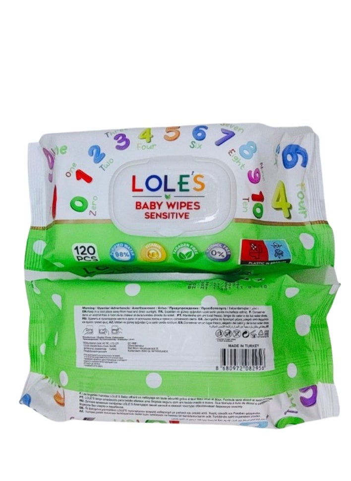 loles Lole's Baby Wipes Sensitive 120pcs  - Image 1