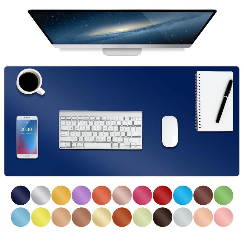 Boutilon Leather Desk Pad Protector,Non-Slip Mouse Pad,Laptop Desk Pad,Office Mouse Mat,Waterproof Leather Desk Blotter,Desk Writing Pad for Office and Home (S-Navy,24"x 14") - Image 1