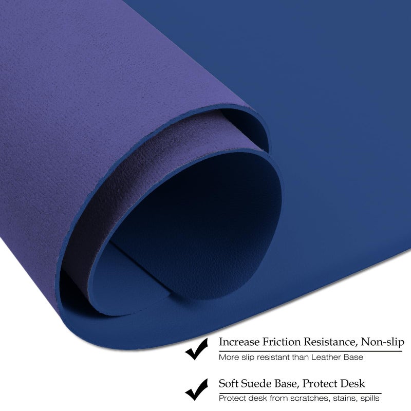 Boutilon Leather Desk Pad Protector,Non-Slip Mouse Pad,Laptop Desk Pad,Office Mouse Mat,Waterproof Leather Desk Blotter,Desk Writing Pad for Office and Home (S-Navy,24"x 14") - Image 5