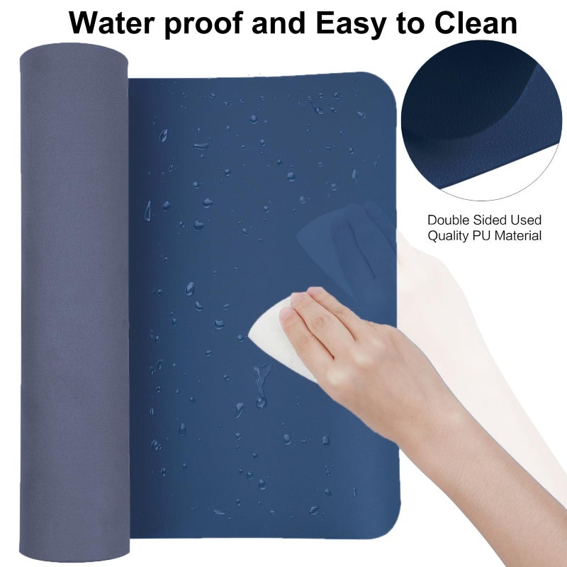 Boutilon Leather Desk Pad Protector,Non-Slip Mouse Pad,Laptop Desk Pad,Office Mouse Mat,Waterproof Leather Desk Blotter,Desk Writing Pad for Office and Home (S-Navy,24"x 14") - Image 4