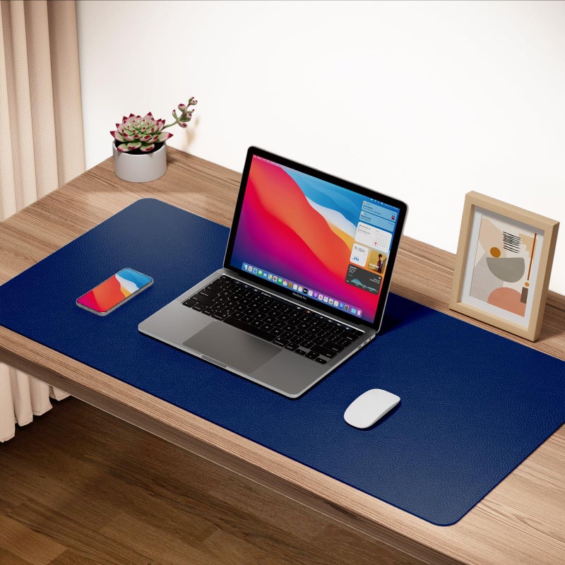 Boutilon Leather Desk Pad Protector,Non-Slip Mouse Pad,Laptop Desk Pad,Office Mouse Mat,Waterproof Leather Desk Blotter,Desk Writing Pad for Office and Home (S-Navy,24"x 14") - Image 2