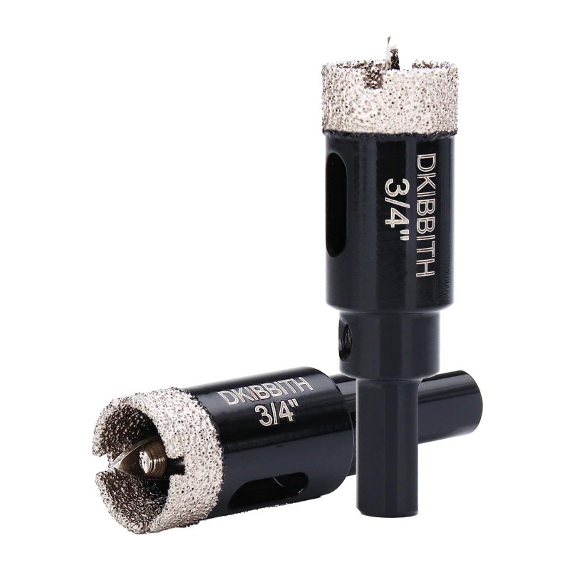 DKIBBITH 3/4" Diamond Hole-Saw Bits with Pilot Drill Bit - 2pc 3/4 inch Diamond Tipped Tile Hole Saws with Guiding Bit for Accurate Drilling, for Porcelain Tile Ceramic Pottery Granite Stone Glass Bottles 20mm - Image 1
