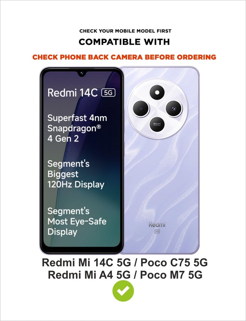 SBMS Silicone Back Cover Case for Mi Redmi 14C 5G / Mi A4 5G / Poco C75 5G / Poco M7 5G | Soft Micro-Fibre Lining Inside | Camera Protection Bump | Shockproof Back Cover Case for Redmi 14C 5G (Black) - Image 5
