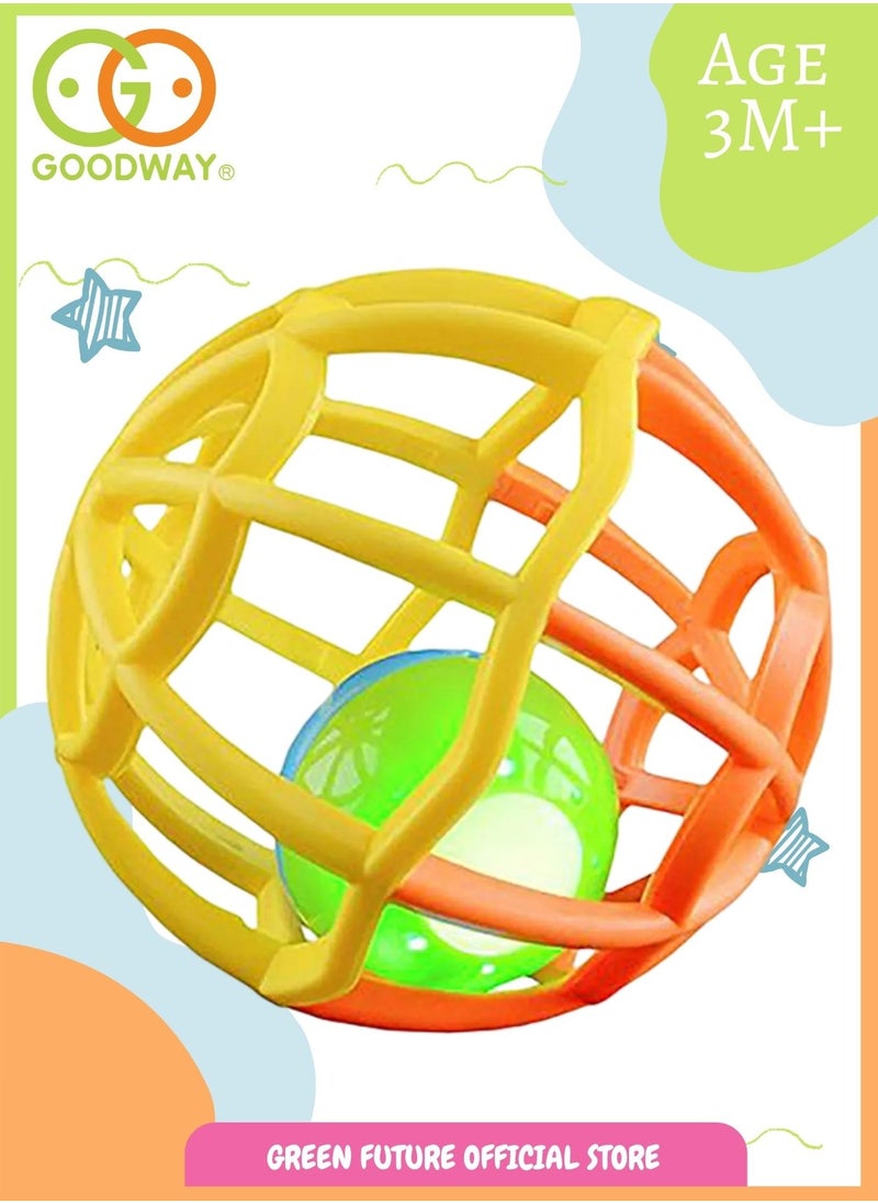 Goodway - Baby Soft Rattle Ball Toy with Inner Sound Ball & Light, Easy-to-Grip Sensory Play Toy for Infants 3+ Months, Safe & Lightweight Design – Multicolour - Image 1