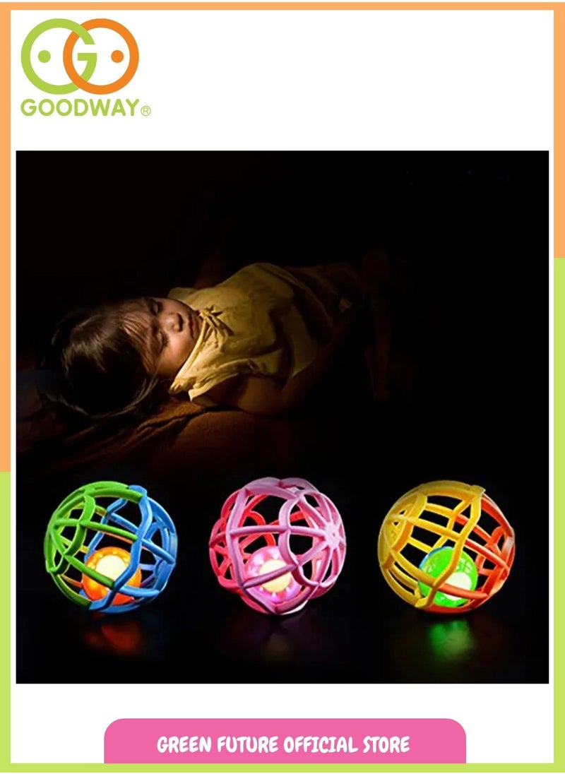 Goodway - Baby Soft Rattle Ball Toy with Inner Sound Ball & Light, Easy-to-Grip Sensory Play Toy for Infants 3+ Months, Safe & Lightweight Design – Multicolour - Image 1