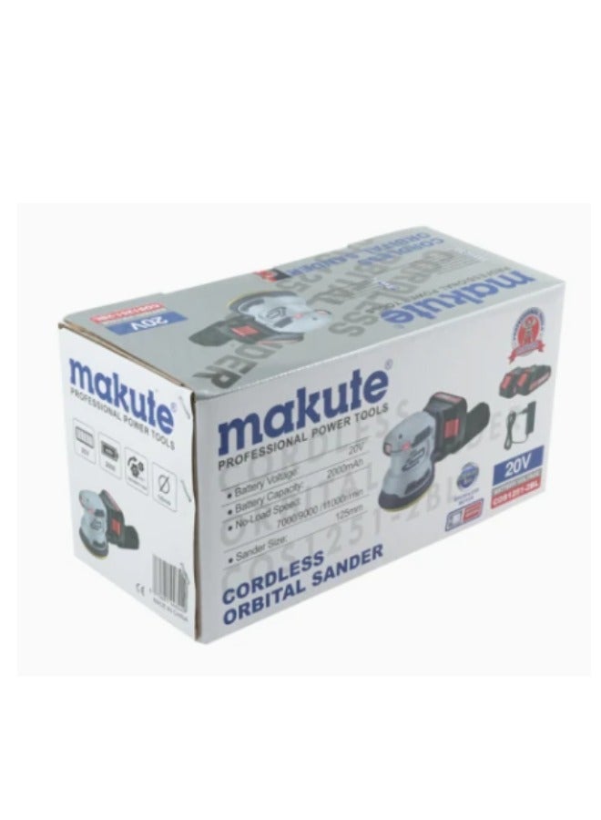 makute Cordless Brushless Orbital Sander with 3 Gears  for Portable Grinding Polishing Grinder Flap Woodworking Machinery Wood (COS1251-2BL) - Image 3