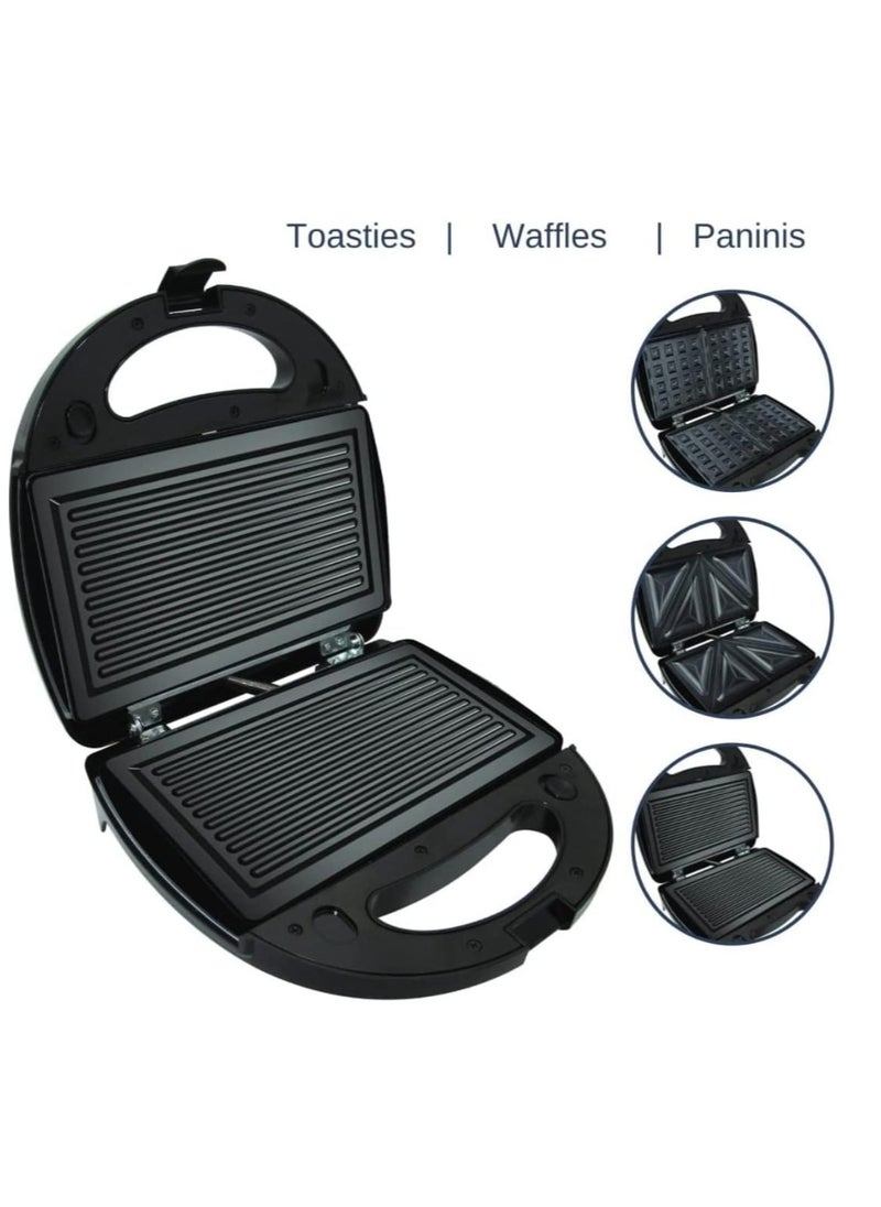Generic - 3 in 1 Sandwich Maker| Waffle Maker |Grill Panini Press – Non-Stick Removable Plates, Compact Breakfast Machine with Interchangeable Plates - Image 1