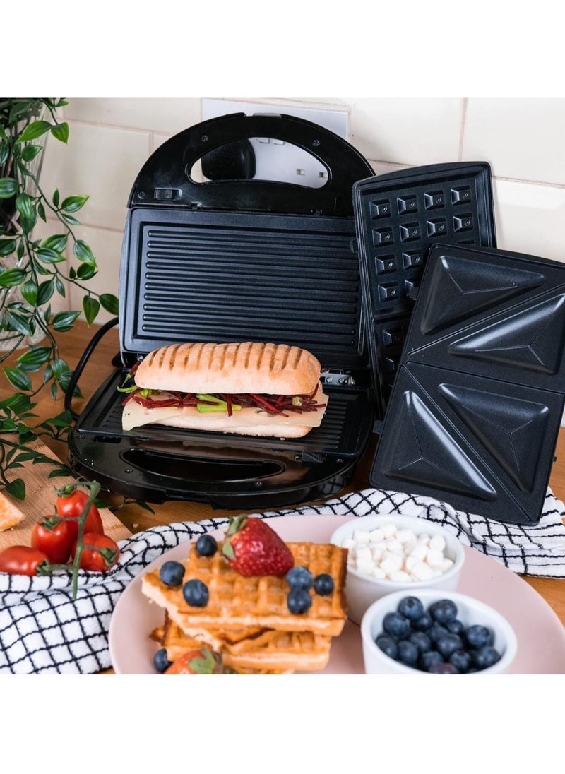Generic - 3 in 1 Sandwich Maker| Waffle Maker |Grill Panini Press – Non-Stick Removable Plates, Compact Breakfast Machine with Interchangeable Plates - Image 1