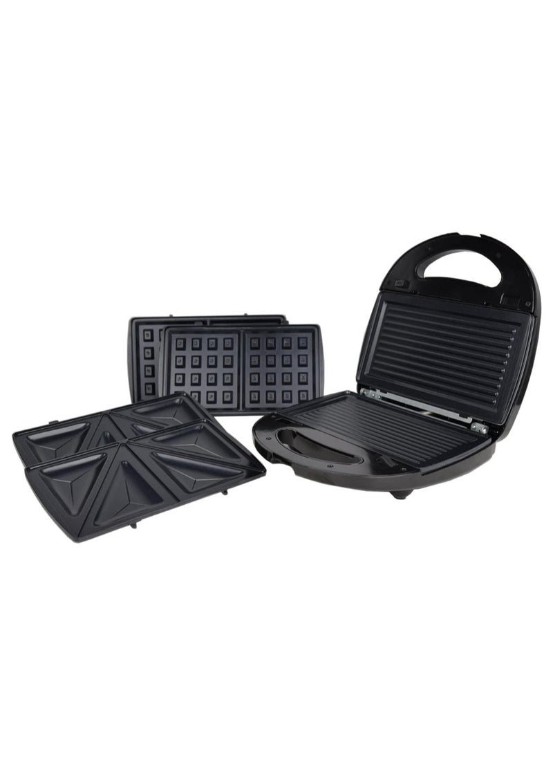 Generic - 3 in 1 Sandwich Maker| Waffle Maker |Grill Panini Press – Non-Stick Removable Plates, Compact Breakfast Machine with Interchangeable Plates - Image 1