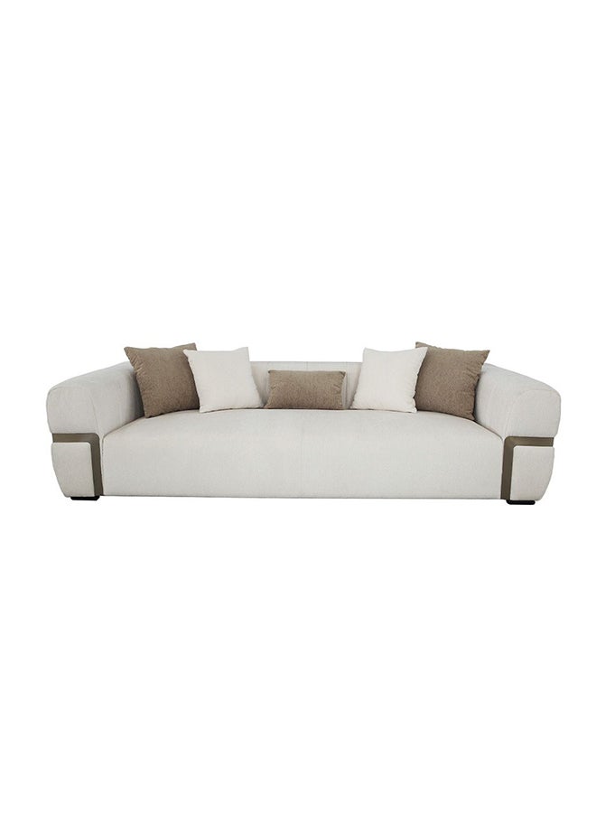 أريكة قماشية 4 مقاعد إيشا - كريمي/شمبانيا، إطار خشبي صلب أنيق، أريكة مريحة 3 مقاعد لغرفة المعيشة، أثاث حديث، خيارات متعددة الألوان، ضمان متين لمدة 2 سنة، الصين