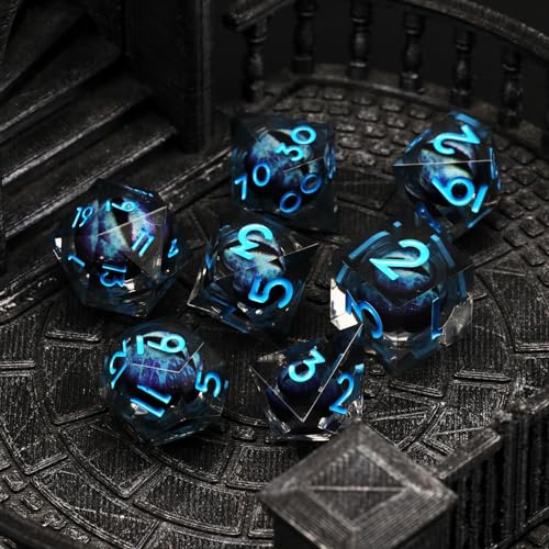 FONVGOGO Dragon Eye Dice Liquid Core Dice Set DND Dungeons and Dragons Resin D and D Dice Role Playing Polyhedral Beholders Ttrpg Die RPG Blue - Image 5