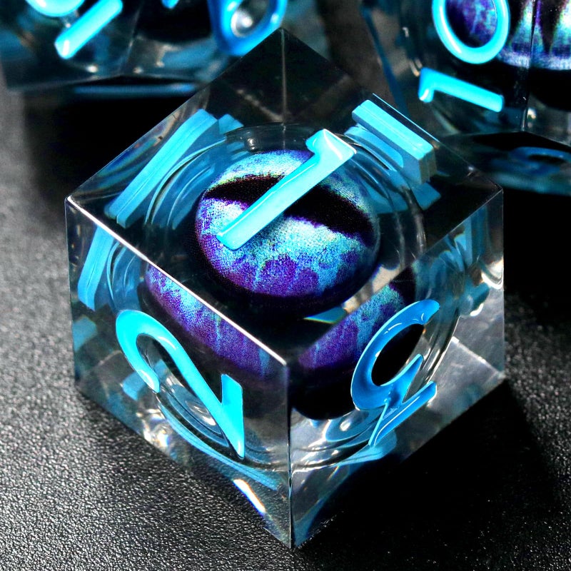 FONVGOGO Dragon Eye Dice Liquid Core Dice Set DND Dungeons and Dragons Resin D and D Dice Role Playing Polyhedral Beholders Ttrpg Die RPG Blue - Image 3