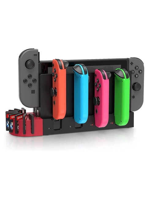 Charging Dock for Nintendo Switch Joy-Con Controller, Quick Charge with 9 Game Card Storage Slots, Powered by Original Dock, Compatible Joycon