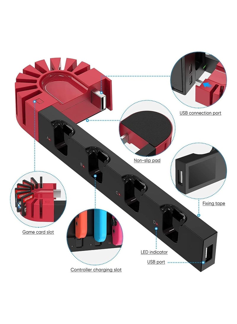 Charging Dock for Nintendo Switch Joy-Con Controller, Quick Charge with 9 Game Card Storage Slots, Powered by Original Dock, Compatible Joycon